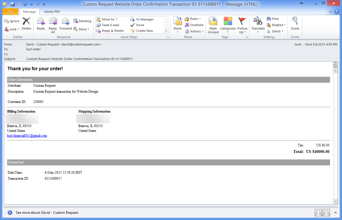 Scammer Email Screenshot